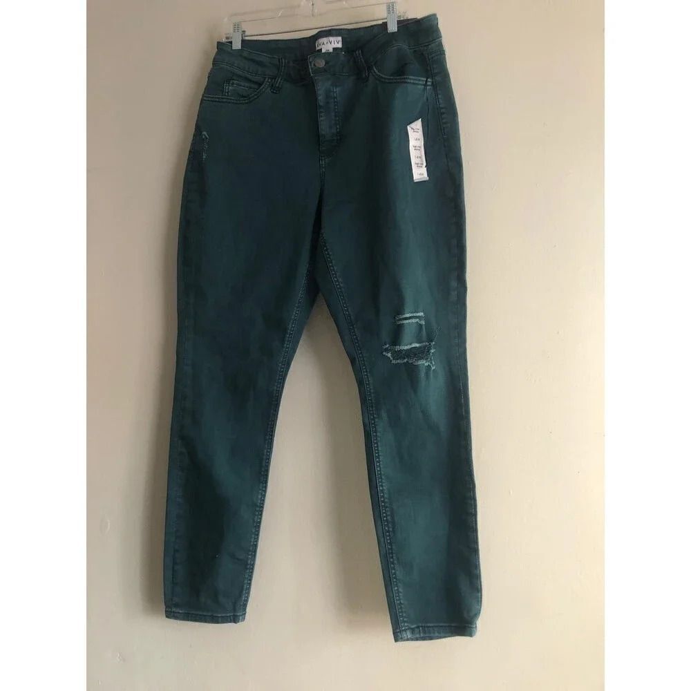 Ava & Viv High Rise Jeans Distressed Stretch 18W